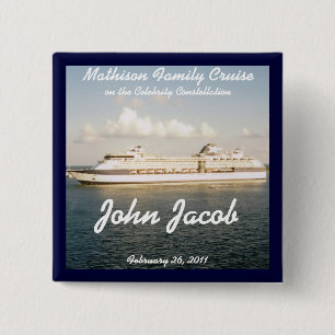Cruise Name Badge - X Ship Vierkante Button 5,1 Cm