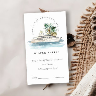 Cruise Palm Zeegezicht Luier Raffle Baby Shower Informatiekaartje