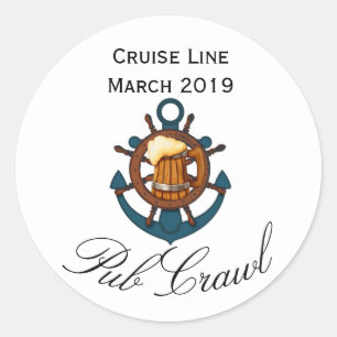 Cruise Pub Crawl Activiteit Dag Drinken Ronde Sticker