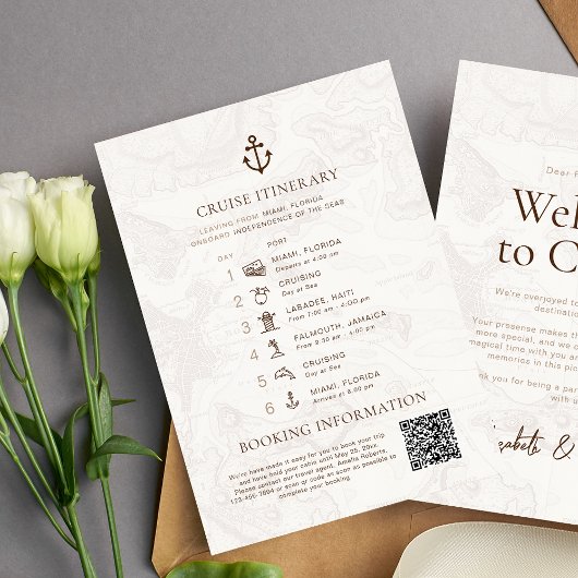 Cruise reizen reisroute bestemming bruiloft informatiekaartje