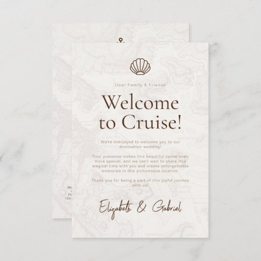 Cruise reizen reisroute bestemming bruiloft kaart (Voorkant / Achterkant)