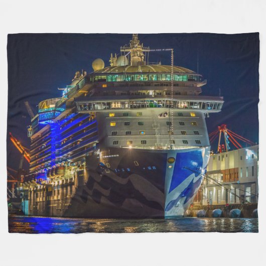 CRUISE SCHIP 's nachts Fleece Deken (Voorkant (Horizontaal))