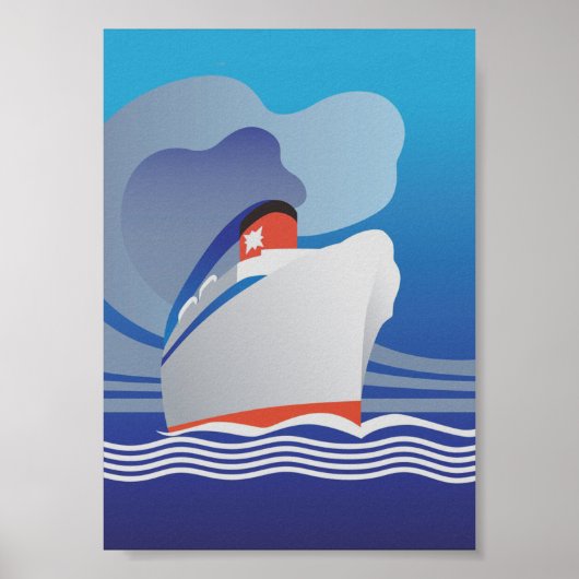 Cruise Ship Art Deco Vintage Poster (Voorkant)