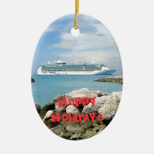 Cruise Ship at CocoCay Custom Keramisch Ornament (Voorkant)