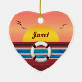 Cruise Ship Grandma - Gepersonaliseerd hart Keramisch Ornament (Achterkant)