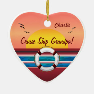Cruise Ship Grandpa - Gepersonaliseerd hart Keramisch Ornament