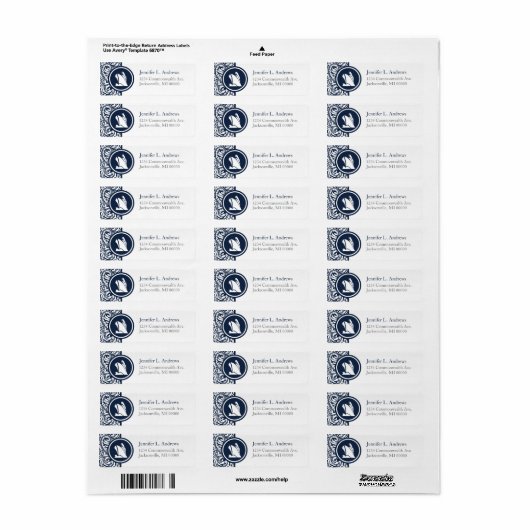 Cruise Ship Theme Navy Damask Adresetiketten Etiket (Full Sheet)