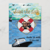 Cruise Ship Waterverf W/Pic Save the Date (Voorkant / Achterkant)
