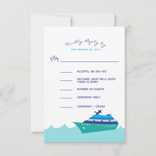 Cruise Ship Wedding RSVP Kaartje (Voorkant)