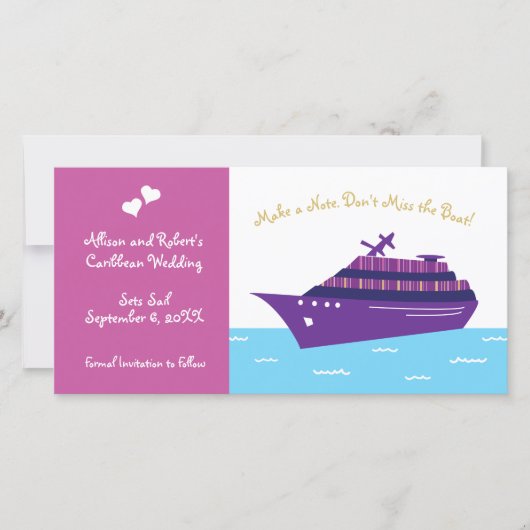 Cruise Ship Wedding Save The Date (Voorkant)