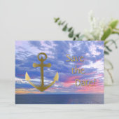 Cruise Ship Wedding Save the Date Ocean Sunset (Staand voorkant)
