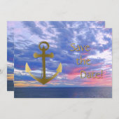 Cruise Ship Wedding Save the Date Ocean Sunset (Voorkant / Achterkant)