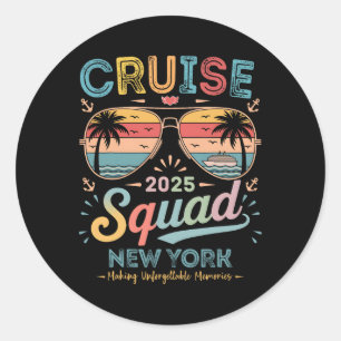 Cruise Squad 2025 New York Familie Groep Matching Ronde Sticker