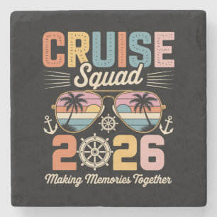 Cruise Squad 2026 Gezinsvakantie Retro Vintage Stenen Onderzetter