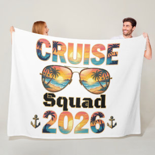 Cruise Squad 2026 - Retro Zonsondergang Fleece Deken