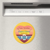 Cruise Wedding Personalized Round Favor Magnet (In Situ (Lave-vaisselle))