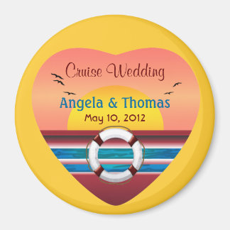 Cruise Wedding Personalized Round Favor Magnet Magneet