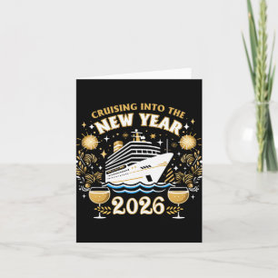 Cruisen het nieuwe jaar 2026 in Familie Nieuwjaars Kaart