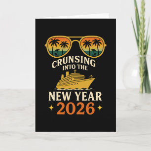 Cruisen naar het nieuwe jaar 2026 Retro zonsonderg Kaart