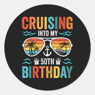 Cruisen naar mijn 50e verjaardag Family Cruise 50  Ronde Sticker