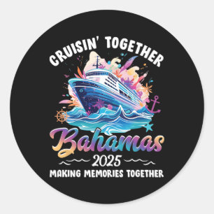 Cruisen samen Bahama's Vakantie Strand 2025 Memor Ronde Sticker
