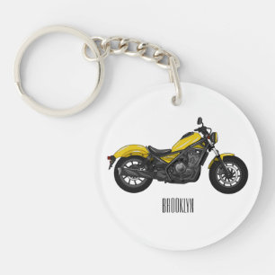 Cruiser motorfiets cartoon illustratie  sleutelhanger