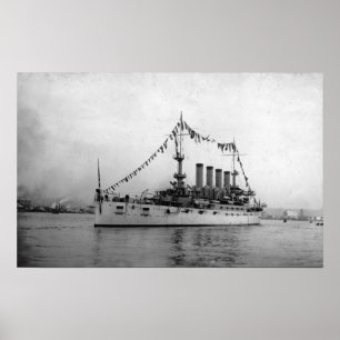 Cruiser Washington, verankerd in Seattle Harbour Poster