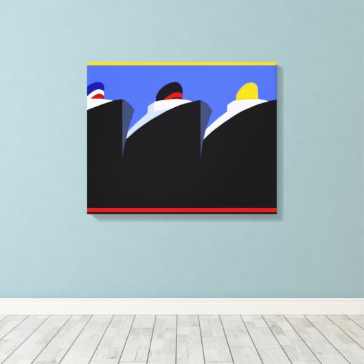  cruiseschepen Art Deco Poster Canvas Afdruk (Insitu (Houten vloer))