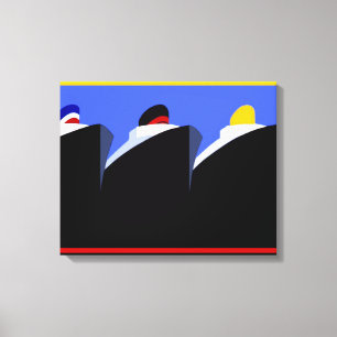cruiseschepen Art Deco Poster Canvas Afdruk