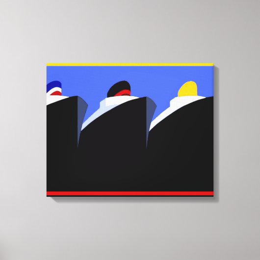 cruiseschepen Art Deco Poster Canvas Afdruk (Voorkant)