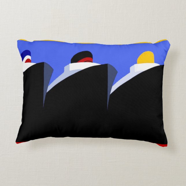  cruiseschepen Art Deco Poster Decoratief Kussen (Achterkant)