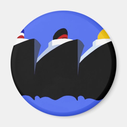  cruiseschepen Art Deco Poster Magneet (Voorkant)