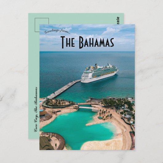 Cruiseschip bij Coco Cay op de Bahama's Briefkaart (Voorkant / Achterkant)