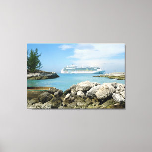 Cruiseschip bij CocoCay Canvas Afdruk