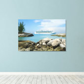 Cruiseschip bij CocoCay Canvas Afdruk (Insitu (Houten vloer))