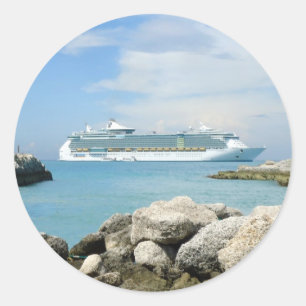 Cruiseschip bij CocoCay Ronde Sticker