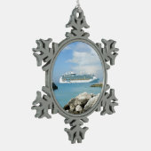 Cruiseschip bij CocoCay Tin Sneeuwvlok Ornament (Links)