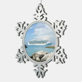 Cruiseschip bij CocoCay Tin Sneeuwvlok Ornament (Rechts)