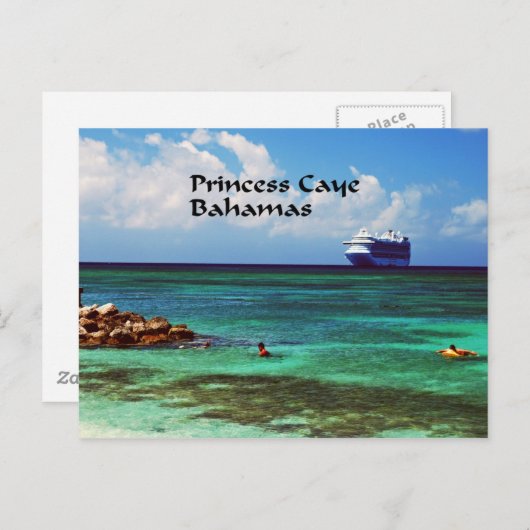 Cruiseschip dat op een tropisch exotisch eiland is briefkaart (Voorkant / Achterkant)