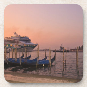 Cruiseschip en gondels nabij het Grand Canal, Ital Bier Onderzetter