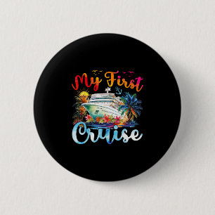 Cruiseschip Familie Zomer Vakantie Trip Mijn Eerst Ronde Button 5,7 Cm