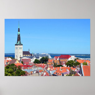 Cruiseschip in Tallinn, Estland Poster