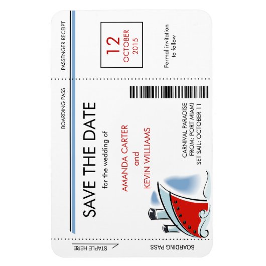 Cruiseschip instapkaart Save the Date Magnets Magneet (Verticaal)