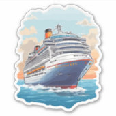 Cruiseschip kleurrijk sticker (Voorkant)