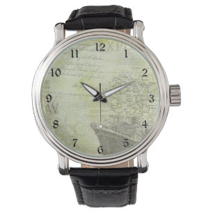  cruiseschip, krantenartikel en kaart horloge