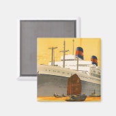 cruiseschip met Junks Boats naar Orient Magneet (Voorkant / Achterkant)