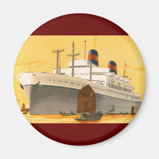  cruiseschip met Junks Boats naar Orient Magneet (Voorkant)