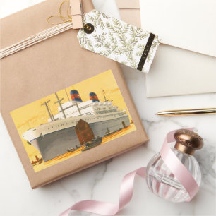  cruiseschip met Junks Boats naar Orient Rechthoekige Sticker