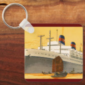  cruiseschip met Junks Boats naar Orient Sleutelhanger (Voorkant)