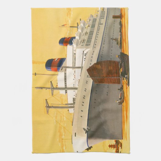 cruiseschip met Junks Boats naar Orient Theedoek (Verticaal)